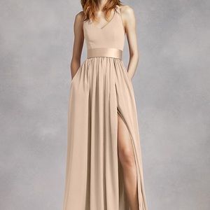 Vera wang V neck halter dress with sach